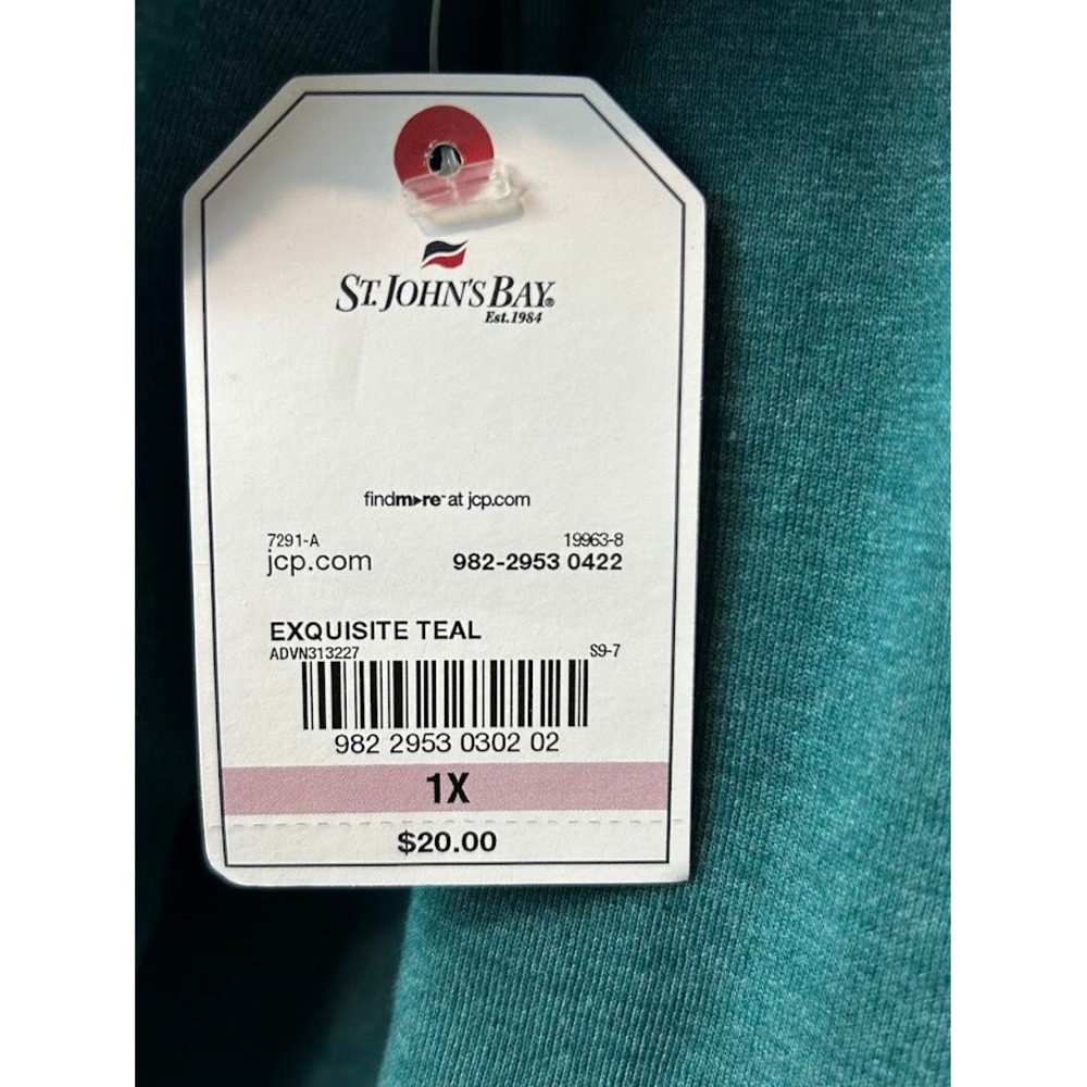 Women's St. Johns Bay Long Sleeve V-neck size 1X NWT Green - Picture 4 of 4
